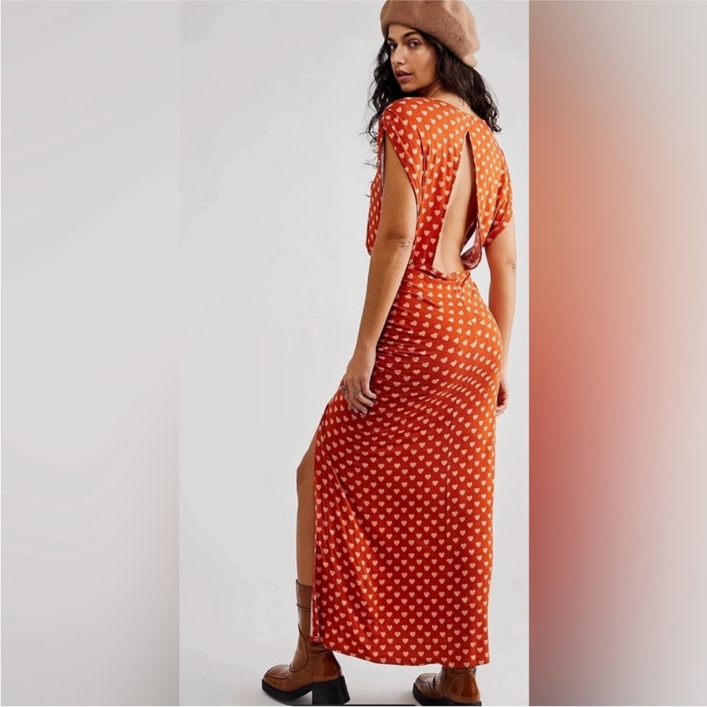 Free People Red Lakeside Printed Midi Dress